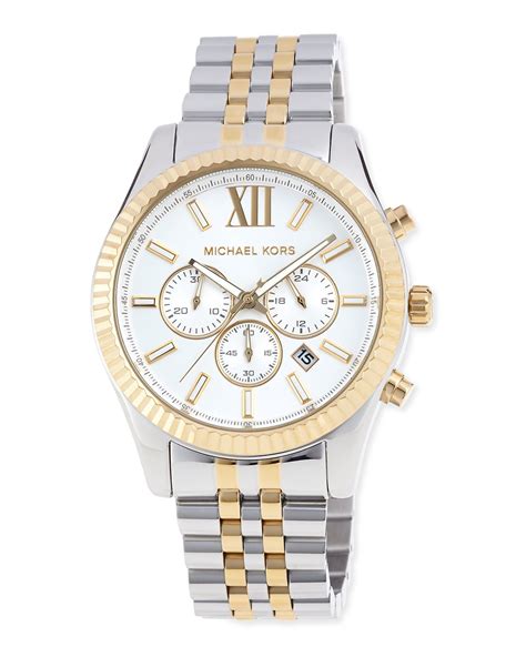 michael kors mk 8205|oversized lexington two tone watch.